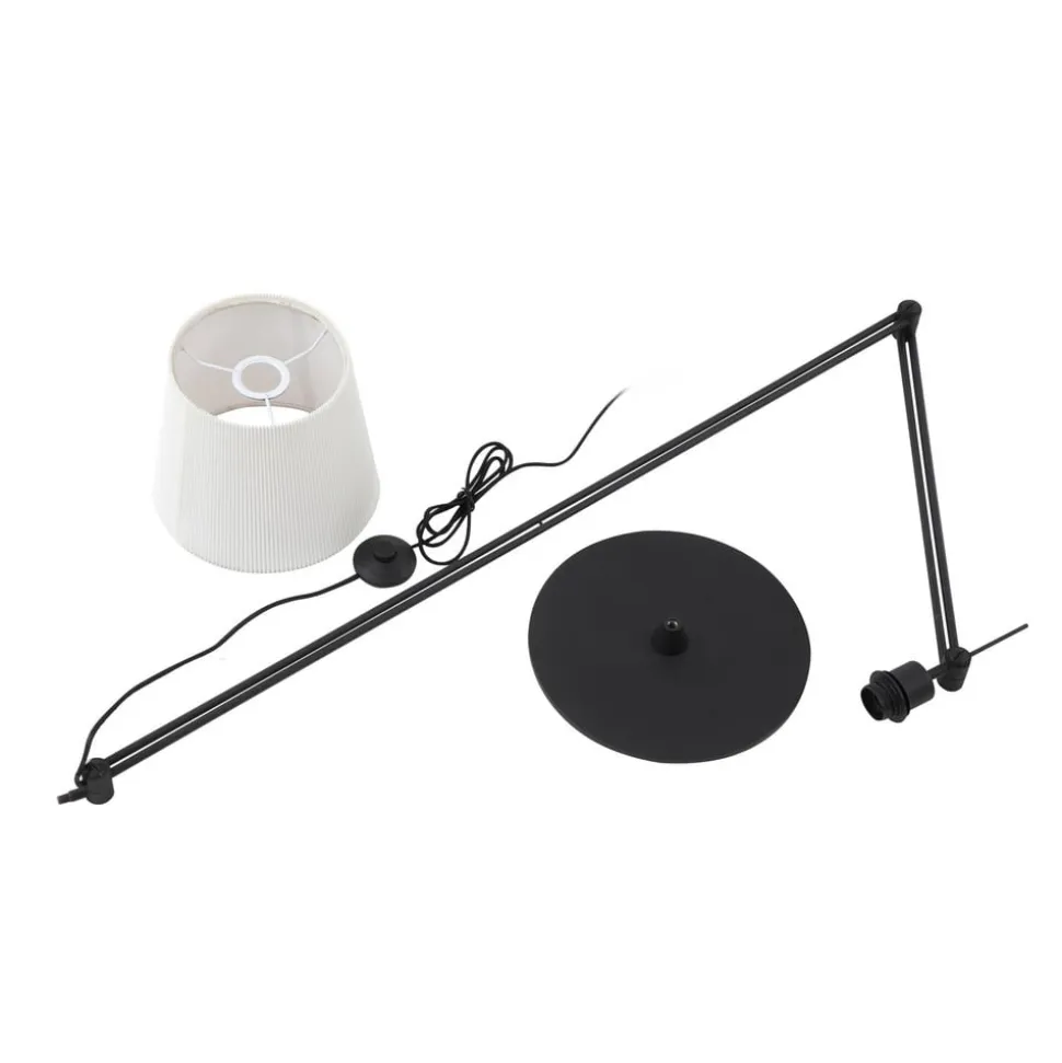 Lucande gulvlampe Caelia, sort, tekstil, justerbar