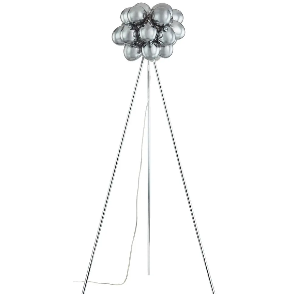 Lucande Gulvlampe Diborah, røggrå, glas, 150 cm, G9
