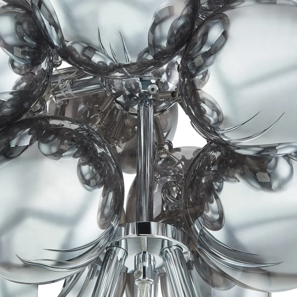 Lucande Gulvlampe Diborah, røggrå, glas, 150 cm, G9