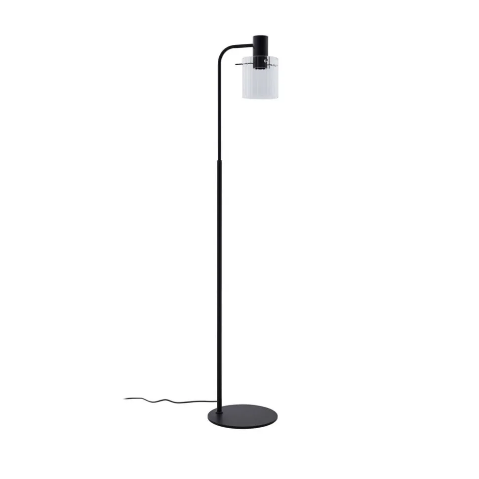 Lucande gulvlampe Eirian, sort, glas, 150 cm høj, E27