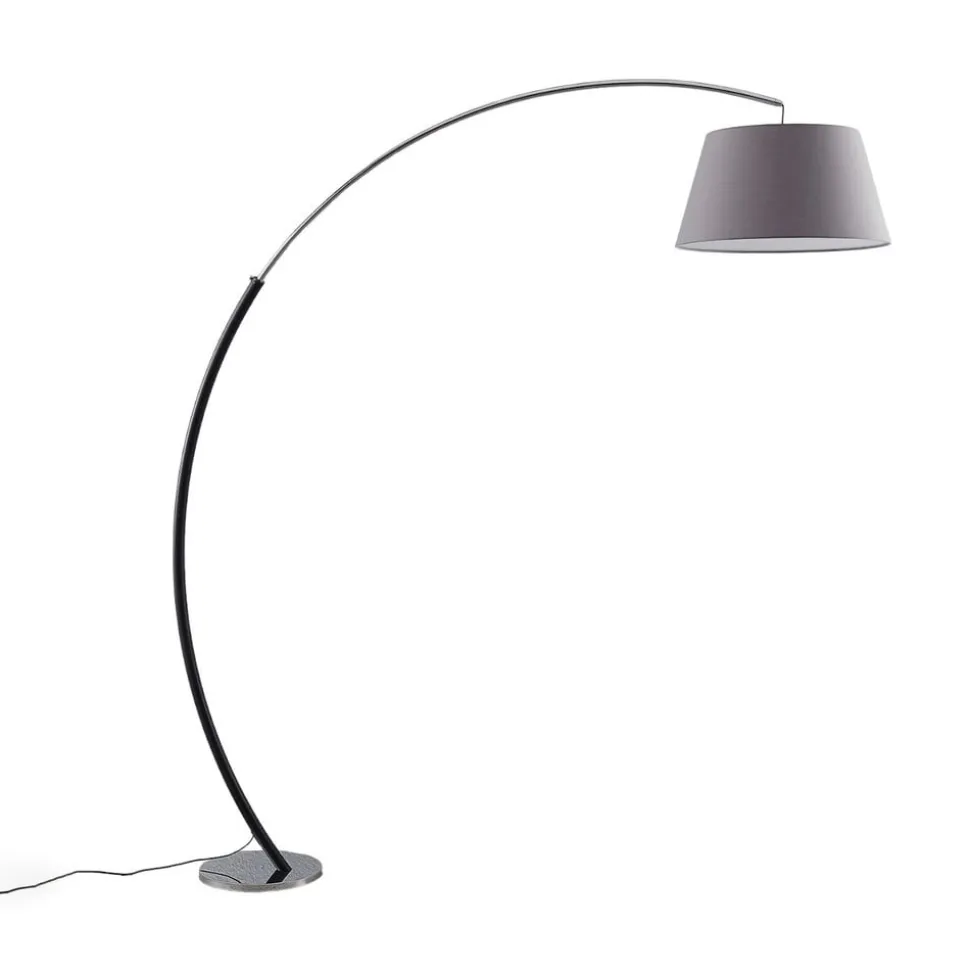 Lucande gulvlampe Evelyna, grå/sort, metal, 192 cm