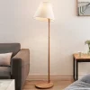 Lucande gulvlampe Jinda, hvid, træ, stof, 160 cm, E27