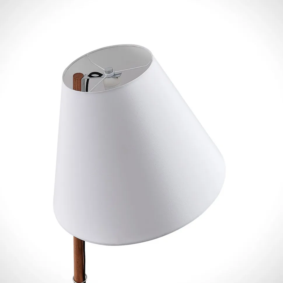 Lucande gulvlampe Jinda, hvid, træ, stof, 160 cm, E27