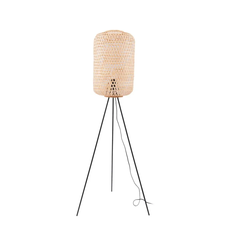 Lucande gulvlampe Jorick, bambus, trefod, højde 166 cm