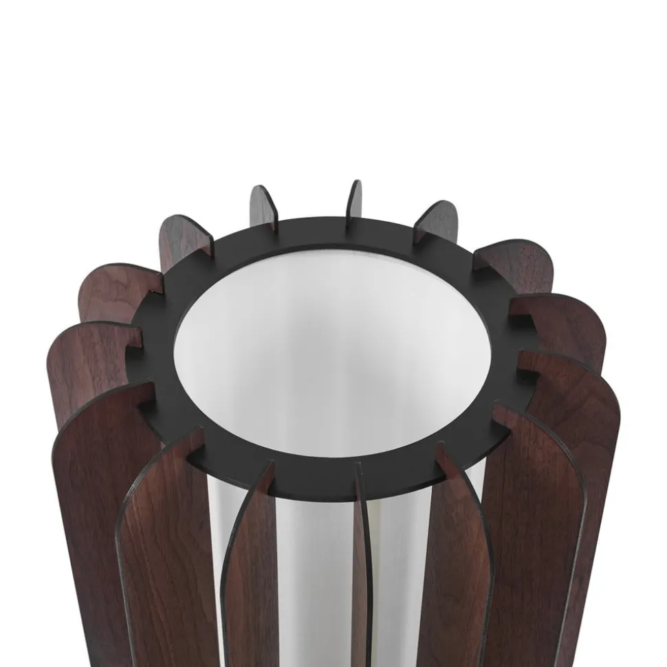 Lucande gulvlampe Juneta, 75 cm, brun, træ, tekstil