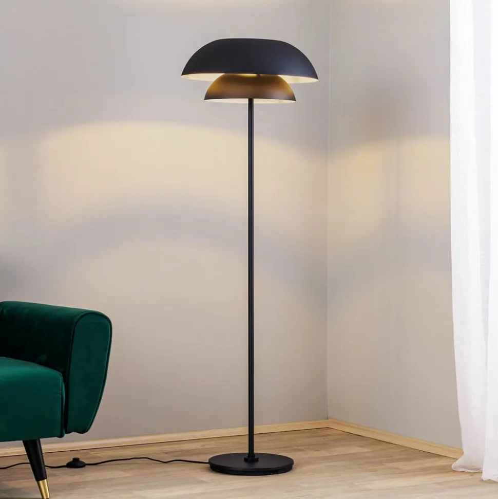 Lucande gulvlampe Kellina, 151 cm, sort, metal, E27