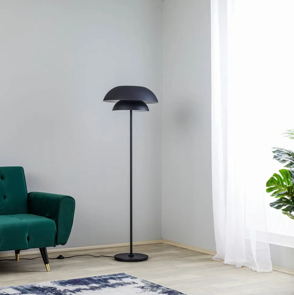 Lucande gulvlampe Kellina, 151 cm, sort, metal, E27
