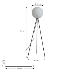 Lucande gulvlampe Kestralia, hvid, glas, Ø 35 cm, E27