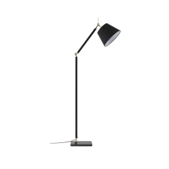 Lucande gulvlampe Marvaine, sort/guldfarvet, justerbar