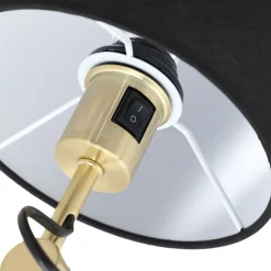 Lucande gulvlampe Marvaine, sort/guldfarvet, justerbar