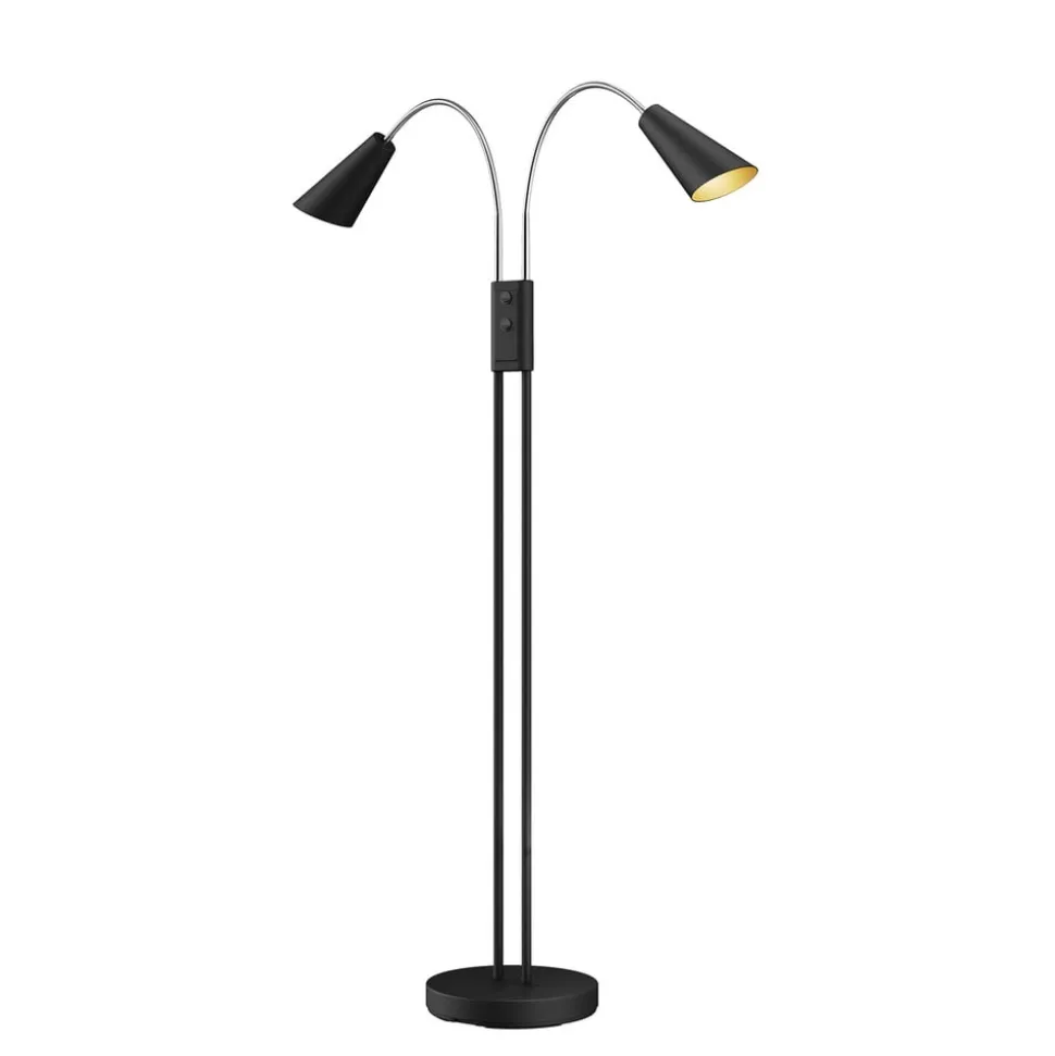 Lucande gulvlampe Medira, sort, 2 lyskilder, justerbar, GU10