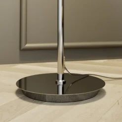 Lucande gulvlampe Pordis, 155 cm, krom, hvid, metal, tekstil