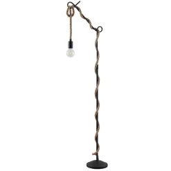 Lucande gulvlampe Ropina, højde 180 cm, sort, hampereb