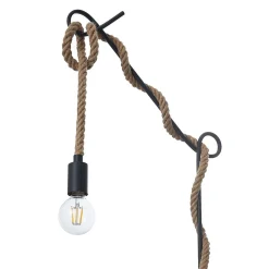 Lucande gulvlampe Ropina, højde 180 cm, sort, hampereb
