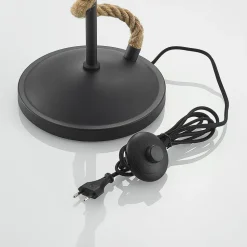 Lucande gulvlampe Ropina, højde 180 cm, sort, hampereb