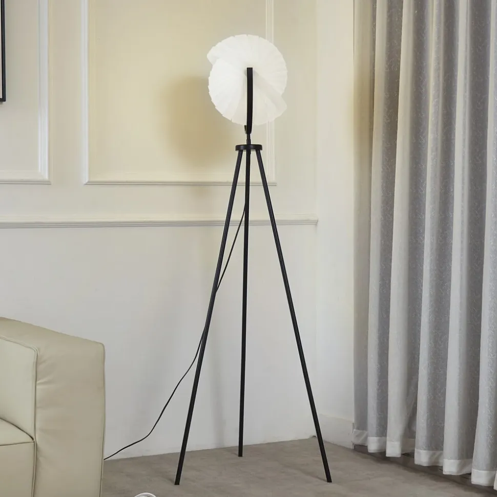 Lucande Helva gulvlampe, 150 cm, hvid/sort, drejelig