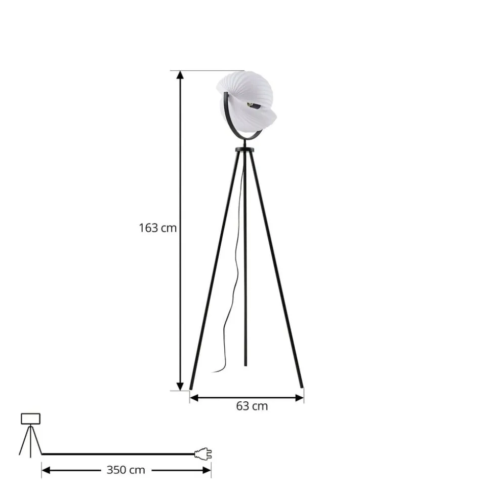 Lucande Helva gulvlampe, 150 cm, hvid/sort, drejelig