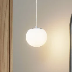 Lucande hængelampe Bidolo, kromfarvet, glas, Ø 15 cm, IP44