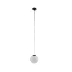 Lucande hængelampe Bidolo, sort, glas, Ø 15 cm, IP44