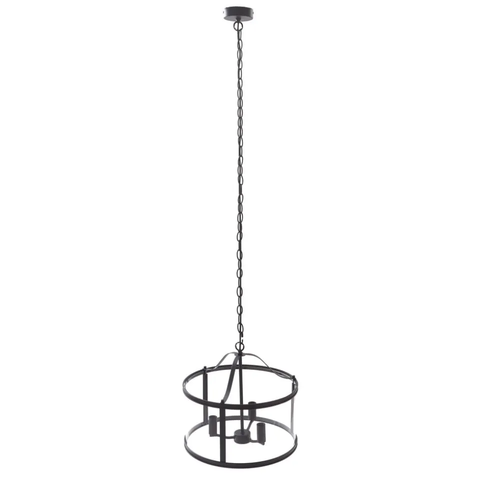 Lucande hængelampe Eryk, Ø 40 cm, sort, glas, 3 lyskilder