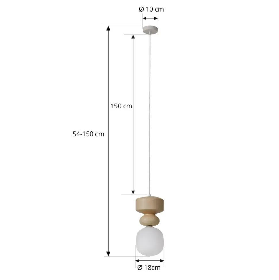 Lucande hængelampe Fidelo, hvid/gul, glas, keramik, 18 cm