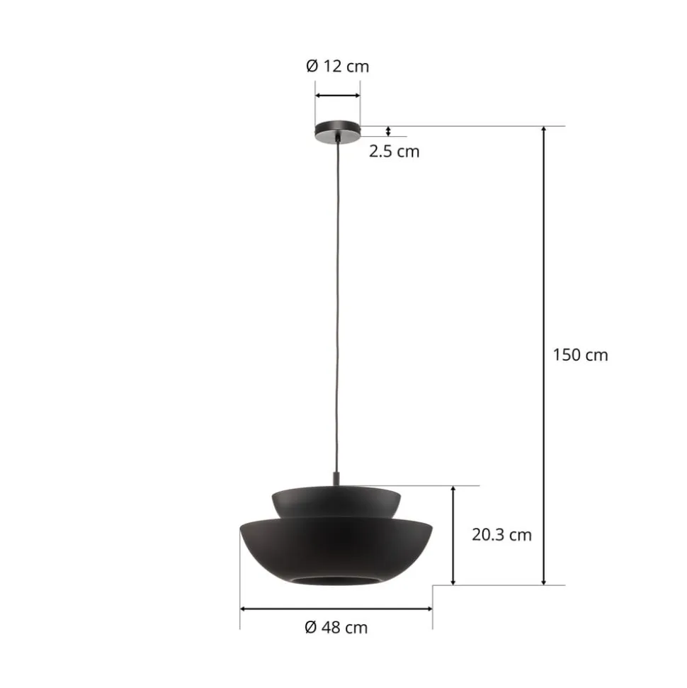 Lucande hængelampe Kellina, Ø 48 cm, sort, metal