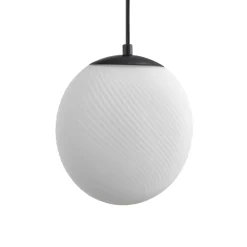 Lucande hængelampe Lunelle, sort, glas, 4 lyskilder, Ø 40 cm