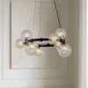 Lucande hængelampe Marvi, Ø 68 cm, sort, glas, metal