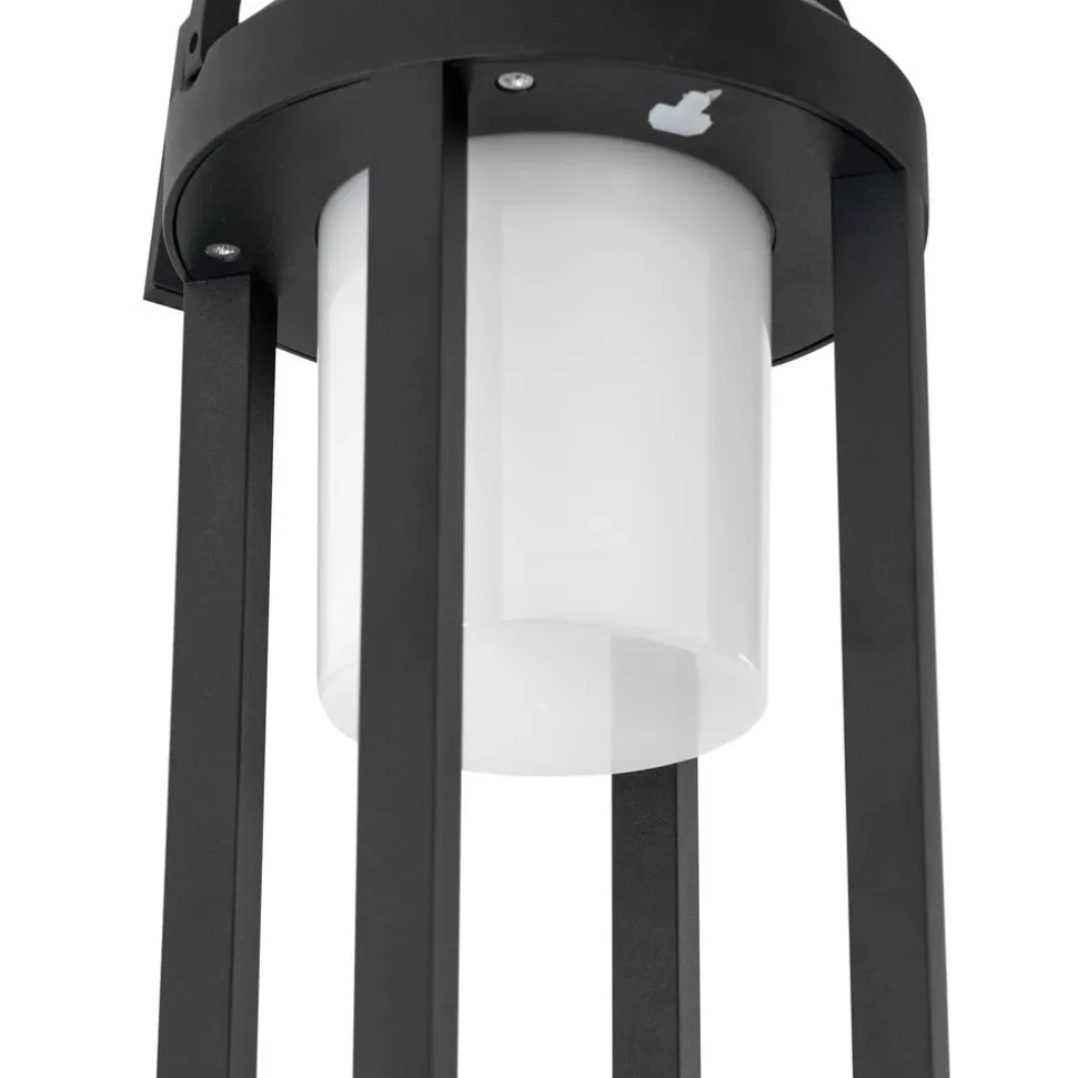Lucande 2-i-1 LED-solcellelampe Tilena, sort, rund, aluminium