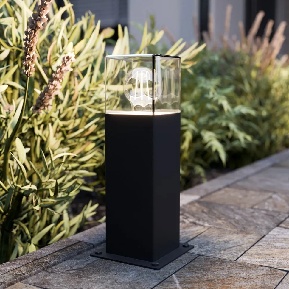 Lucande Keke sokkellampe, højde 30 cm, antracit, aluminium