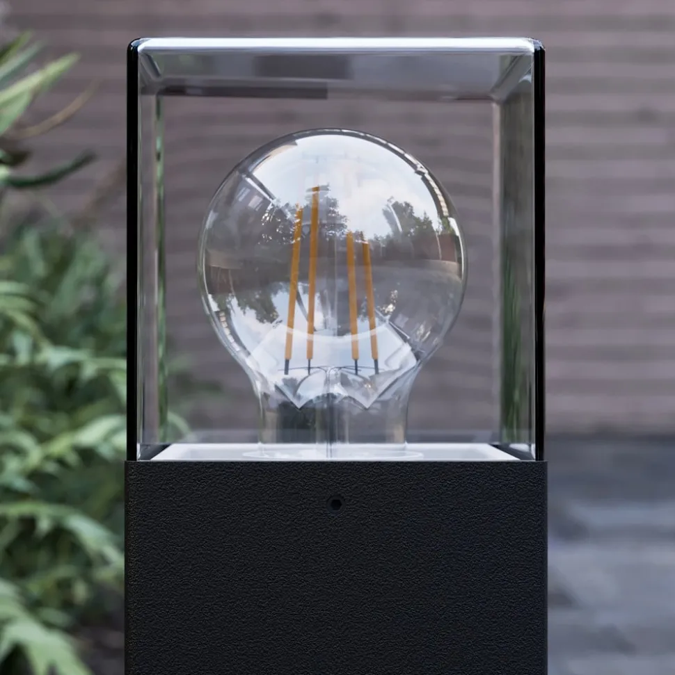 Lucande Keke sokkellampe, højde 30 cm, antracit, aluminium
