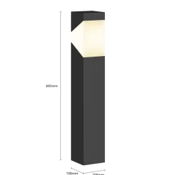 Lucande Kiran sokkellampe, 60 cm, grå, metal, IP44, E27