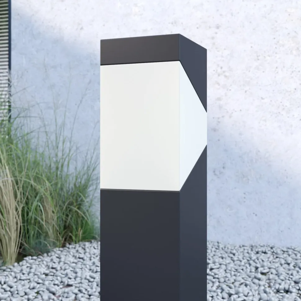 Lucande Kiran sokkellampe, 60 cm, grå, metal, IP44, E27