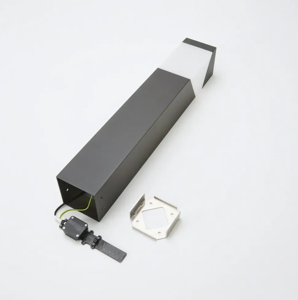 Lucande Kiran sokkellampe, 60 cm, grå, metal, IP44, E27