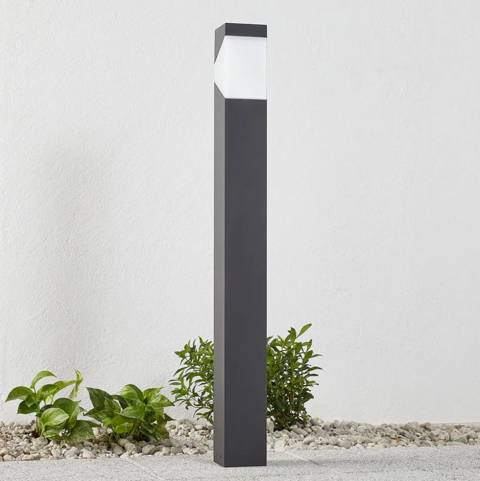 Lucande Kiran vejlampe, 100 cm, grå, metal, IP44, E27