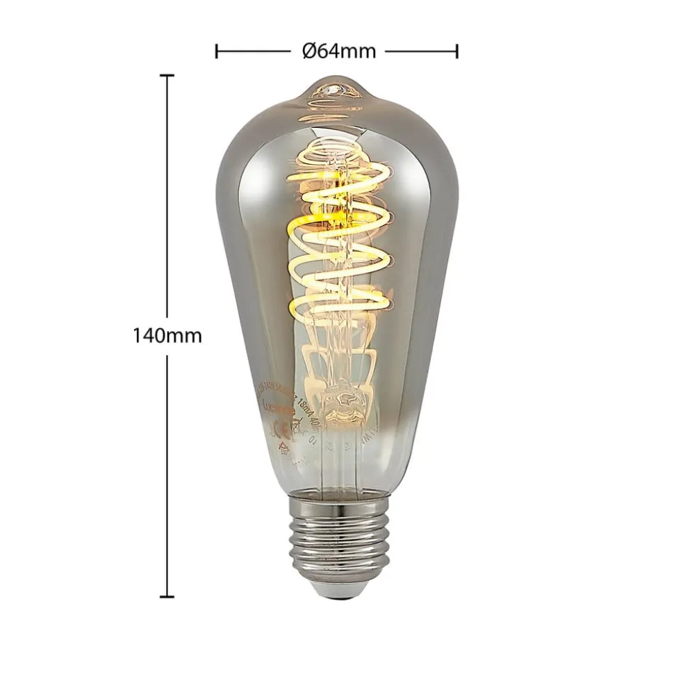 Lucande LED E27 ST64 4W 1.800K dæmpes, titan 5 stk
