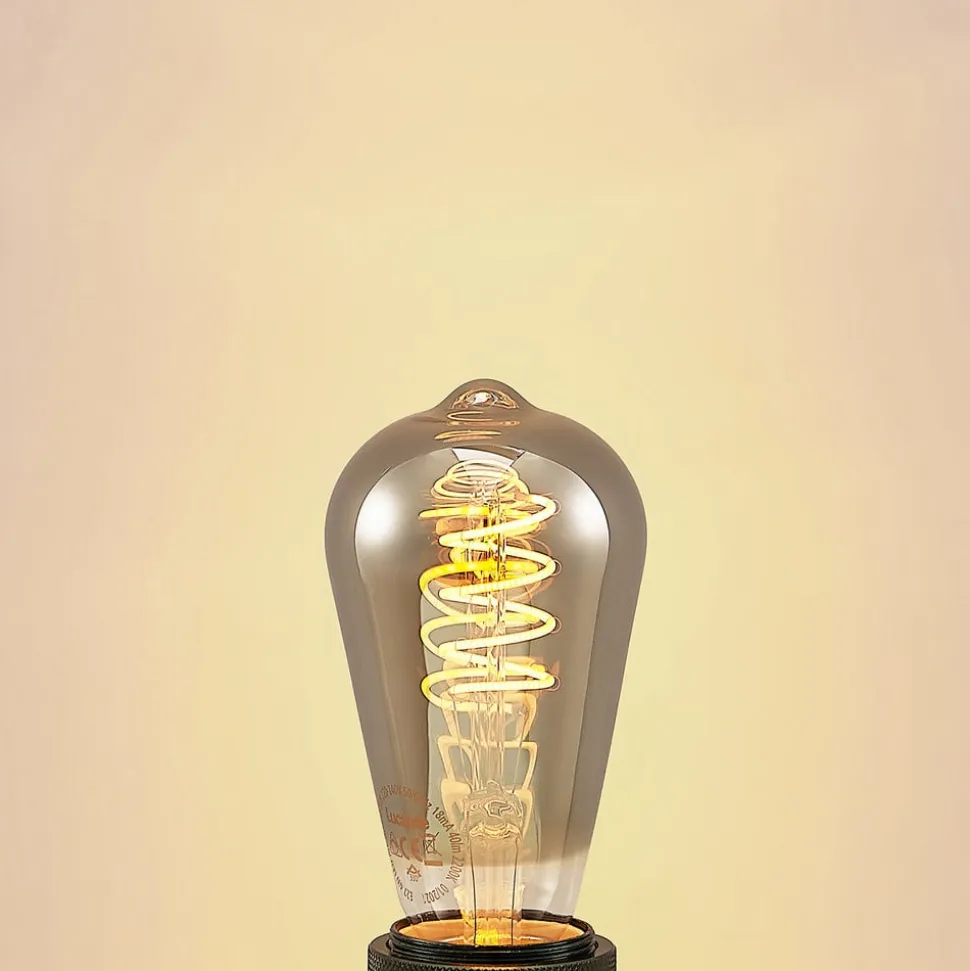 Lucande LED E27 ST64 4W 1.800K dæmpes, titan 5 stk