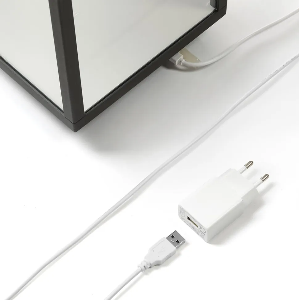 Lucande LED genopladelig bordlampe Cube, aluminium, IP54, dæmpbar