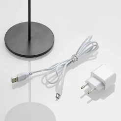 Lucande LED genopladelig bordlampe Tibia, sort, aluminium, USB, IP54