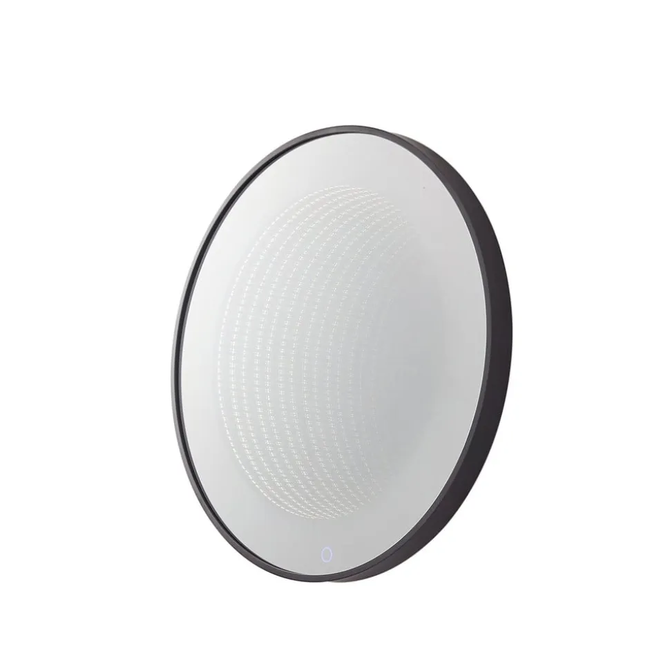 Lucande LED infinity-spejl Emire, sort, aluminium, CCT, IP44