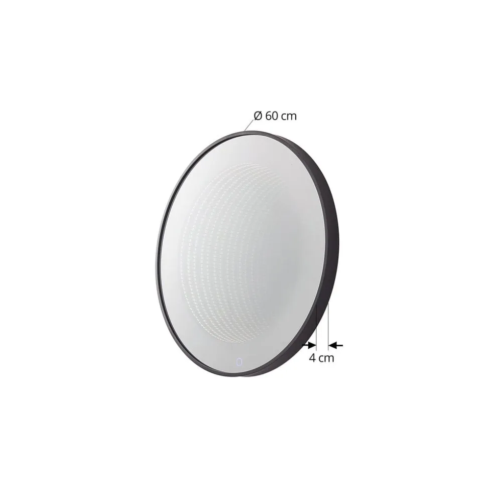 Lucande LED infinity-spejl Emire, sort, aluminium, CCT, IP44