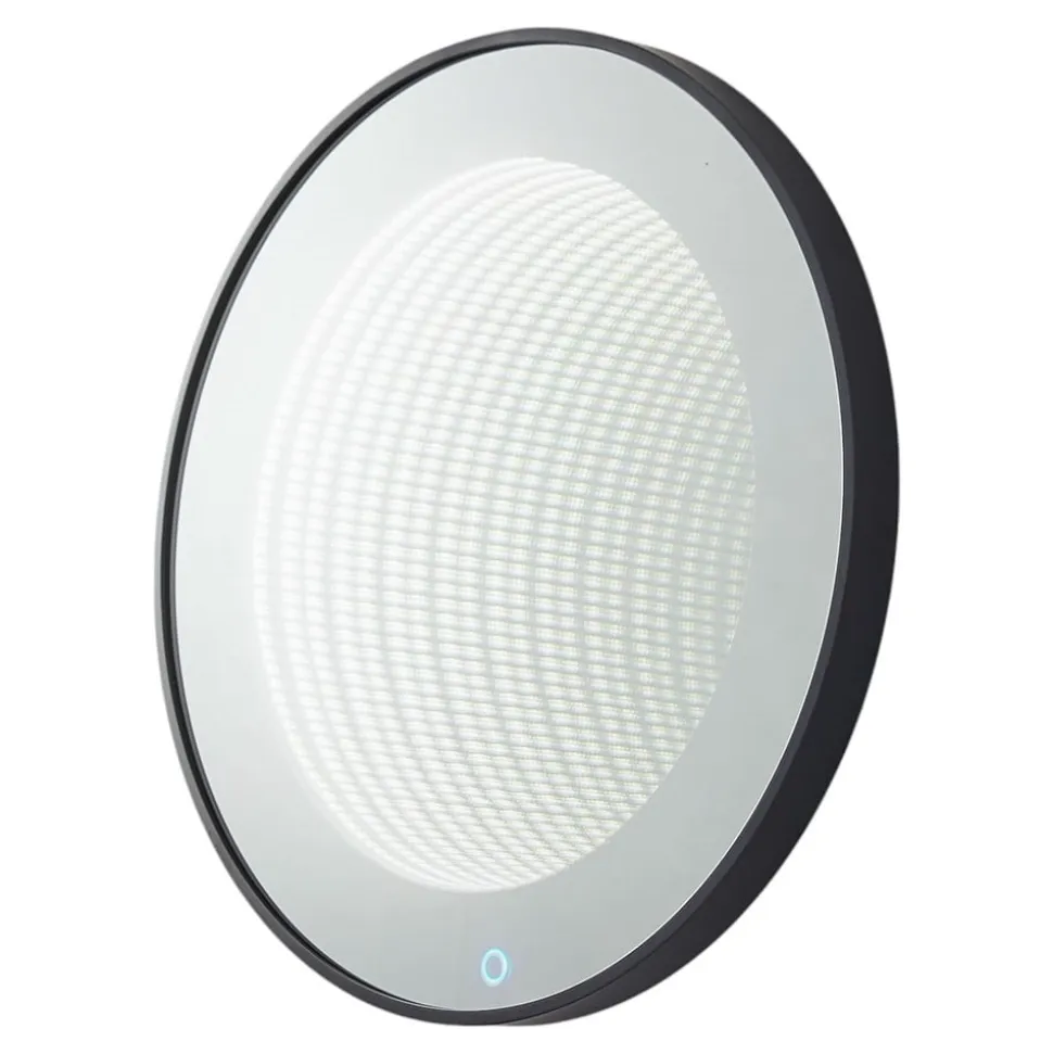 Lucande LED infinity-spejl Emire, sort, aluminium, CCT, IP44