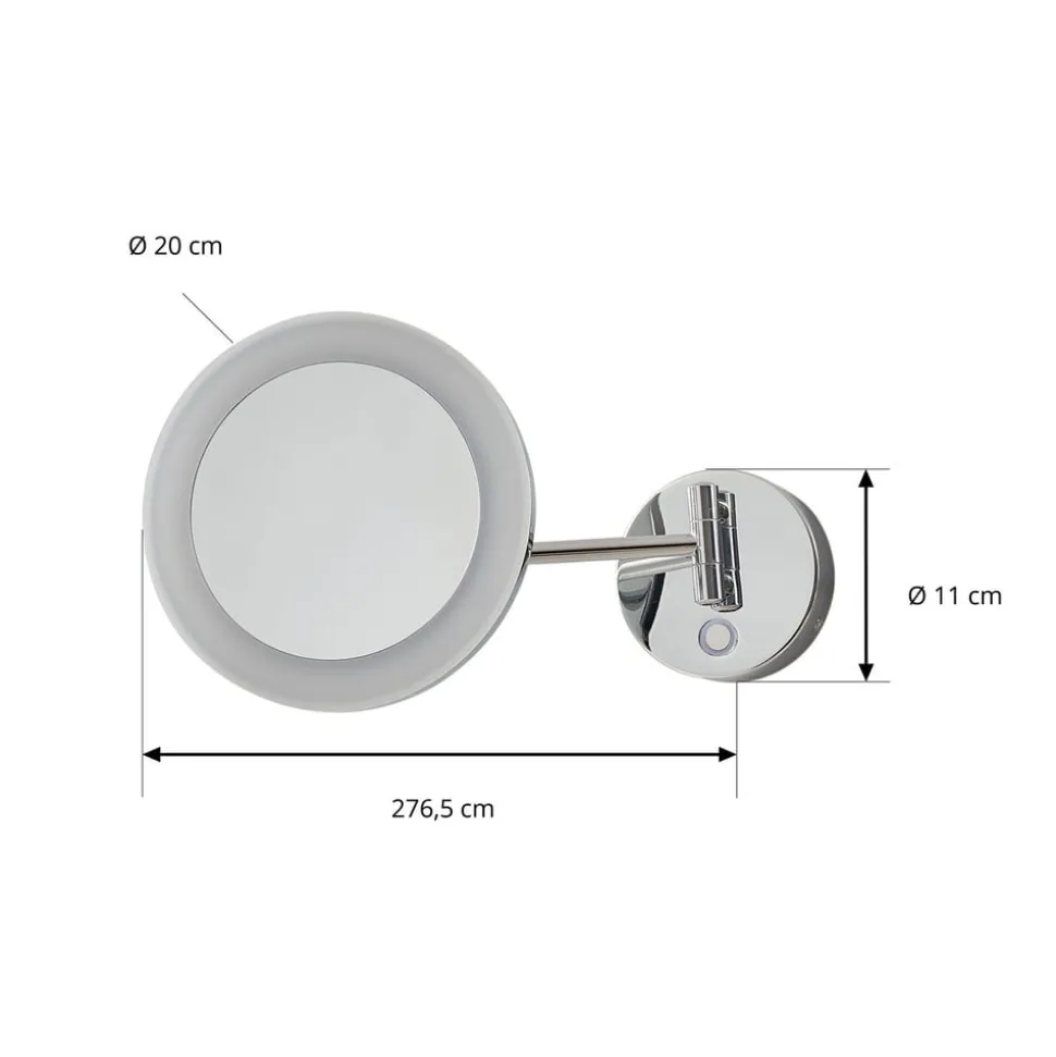 Lucande LED kosmetikspejl Fyria, krom, stål, CCT