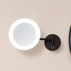 Lucande LED kosmetikspejl Fyria, sort, stål, CCT