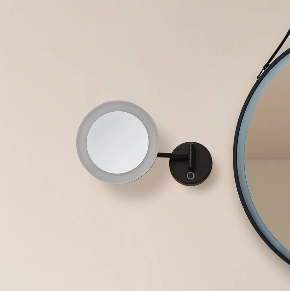 Lucande LED kosmetikspejl Fyria, sort, stål, CCT