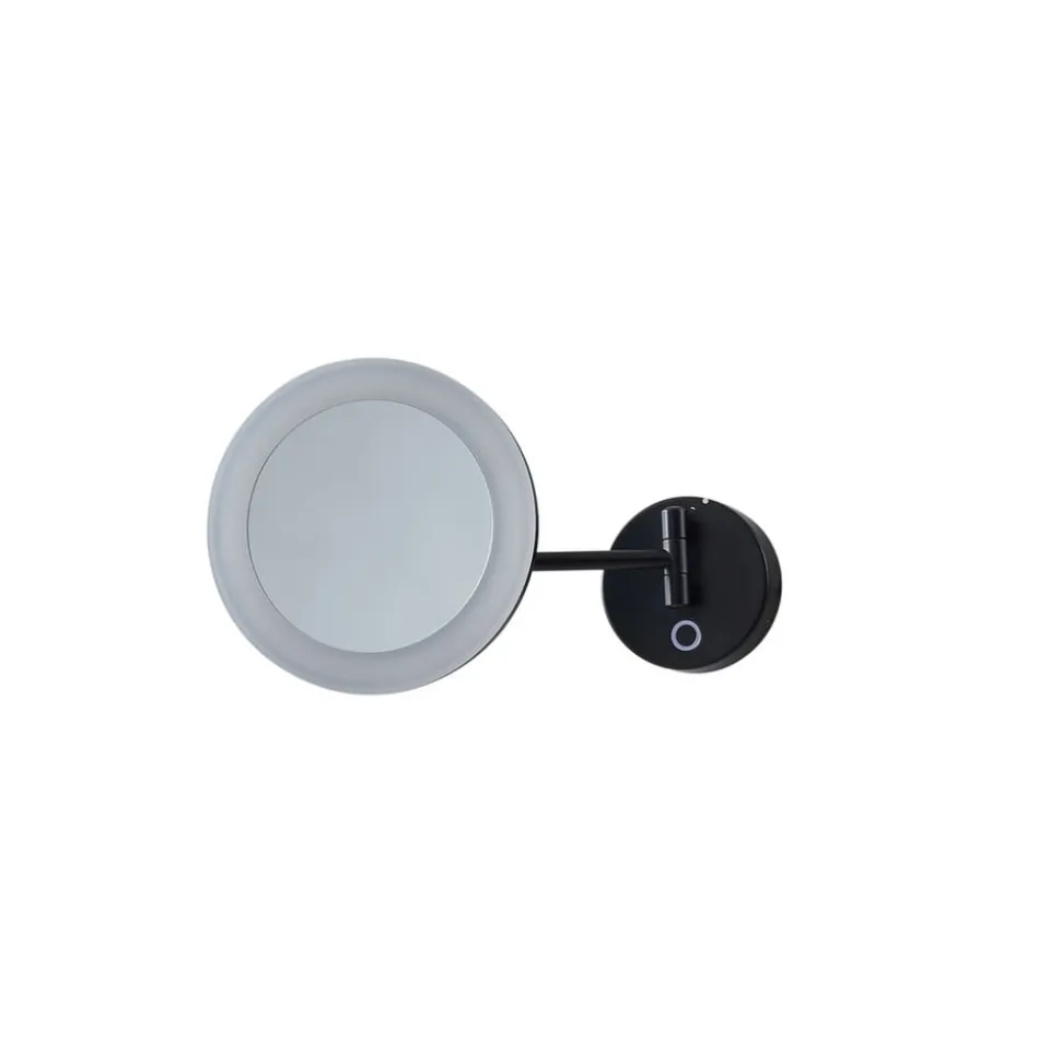 Lucande LED kosmetikspejl Fyria, sort, stål, CCT