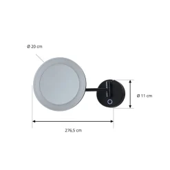 Lucande LED kosmetikspejl Fyria, sort, stål, CCT