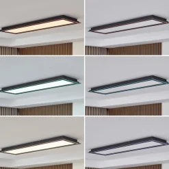 Lucande LED loftlampe Leicy, sort, 124 cm, RGB, CCT