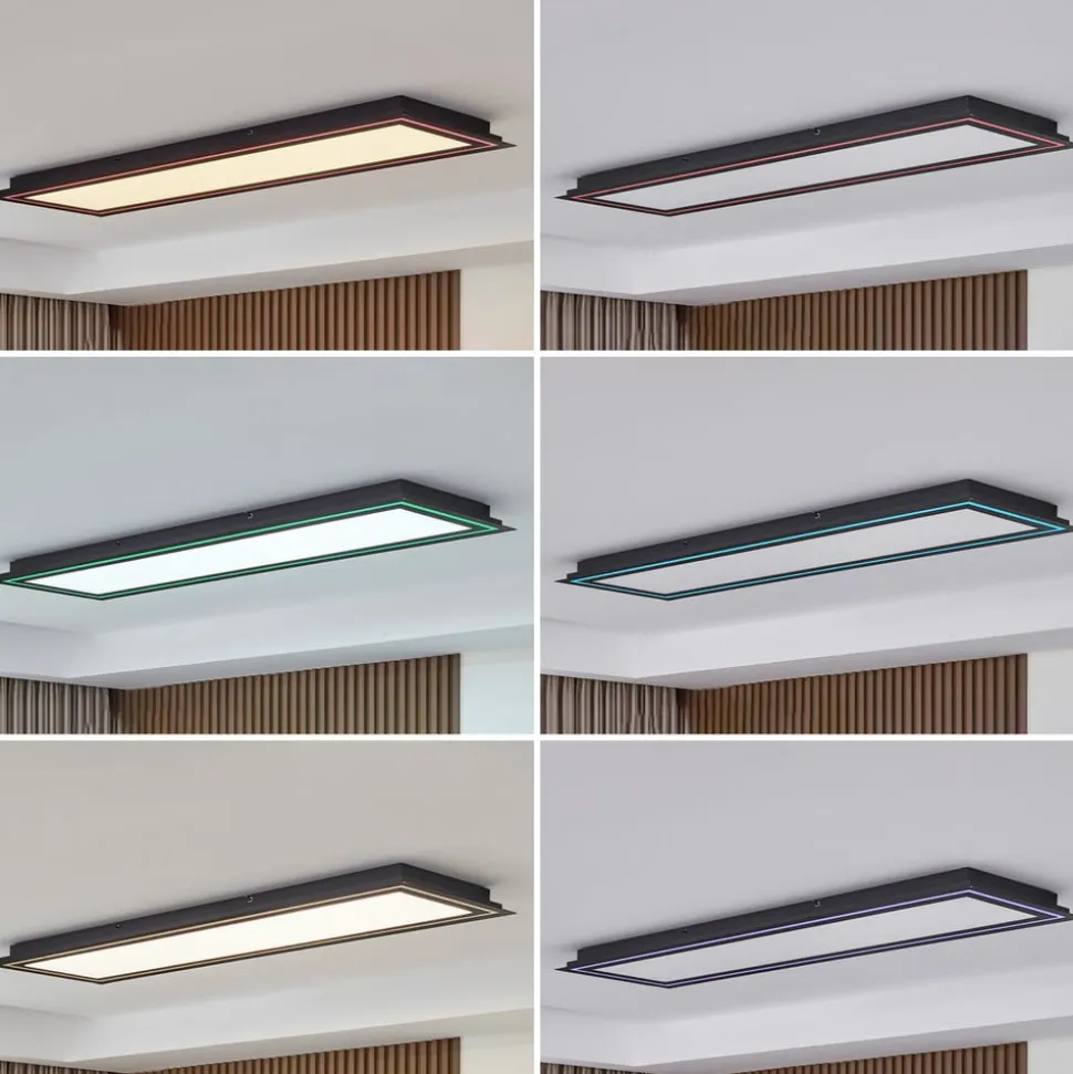 Lucande LED loftlampe Leicy, sort, 124 cm, RGB, CCT