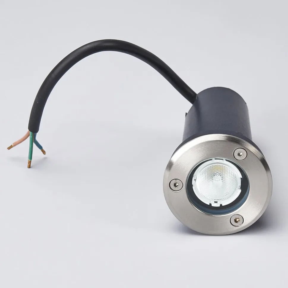 Lucande LED nedgravningslampe Kenan, Ø 7 cm, stål, IP67